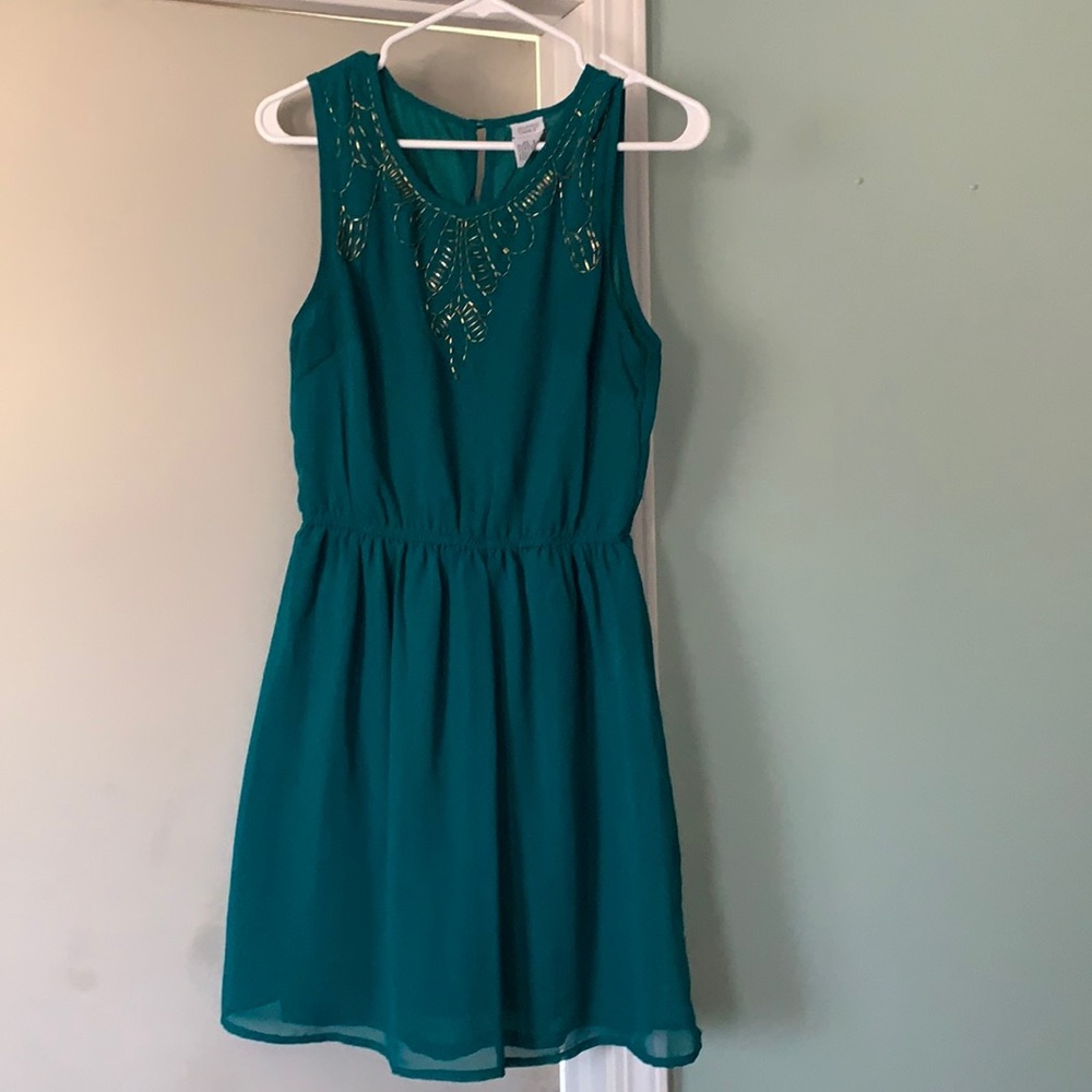 Green dress with beaded detail size small